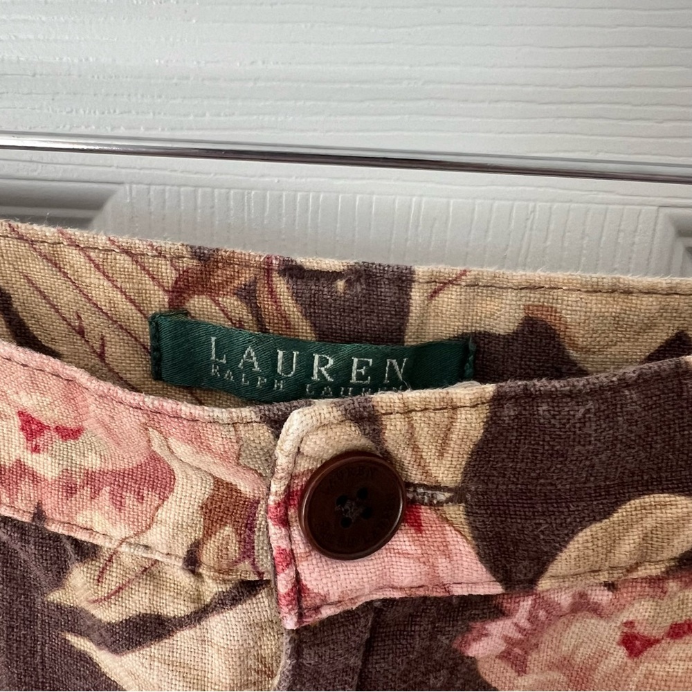 100% Linen Lauren Ralph Lauren Mid-Rise Floral Pants - Women’s Size 4 - Picture 4 of 8
